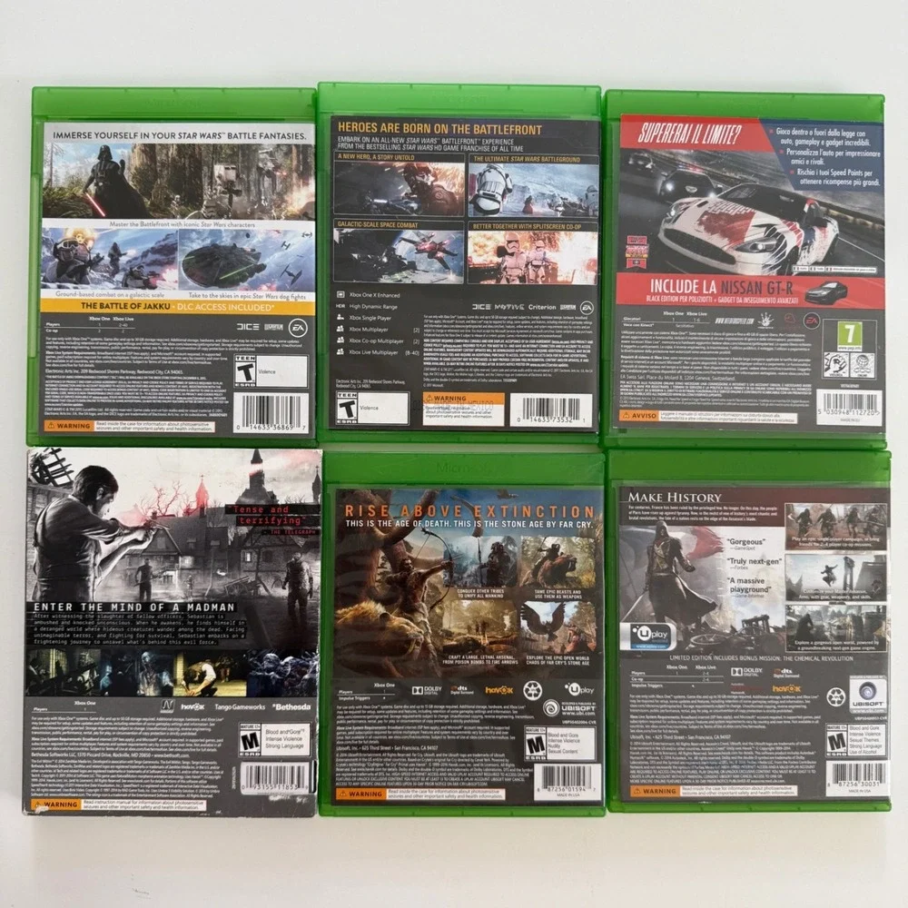 Xbox One Game Lot 6 Star Wars Battlefront Evil‎ Within Far Cry Primal AC Unity